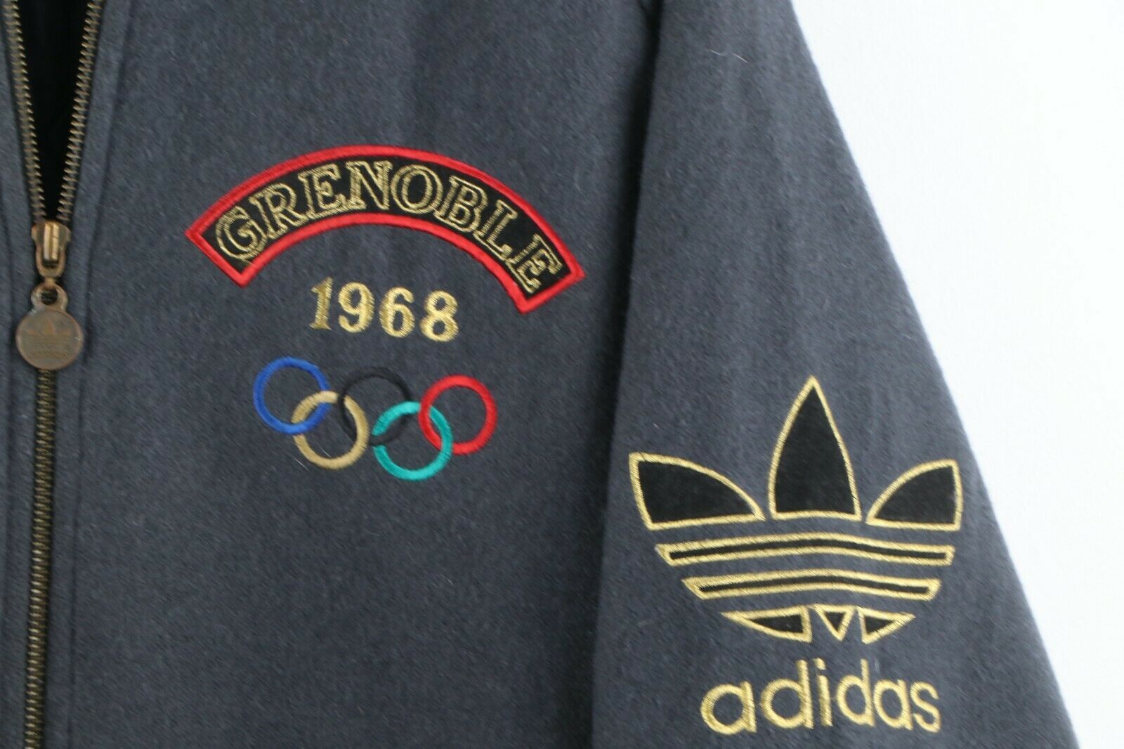 Adidas × Vintage Vintage 80s Adidas Grenoble Cortina Olympics Varsity Jacket Size US M / EU 48-50 / 2 - 2 Thumbnail