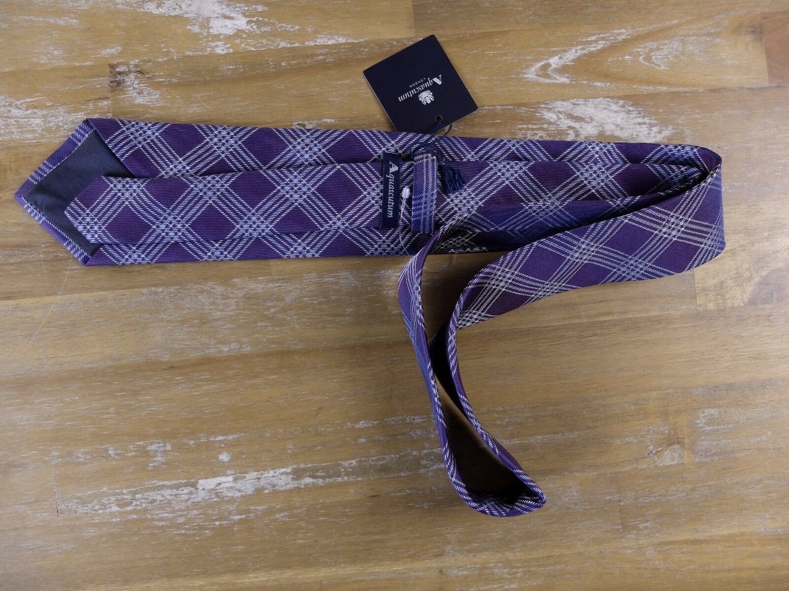 Aquascutum AQUASCUTUM London purple plaid motif silk tie authentic NWT Size ONE SIZE - 2 Thumbnail