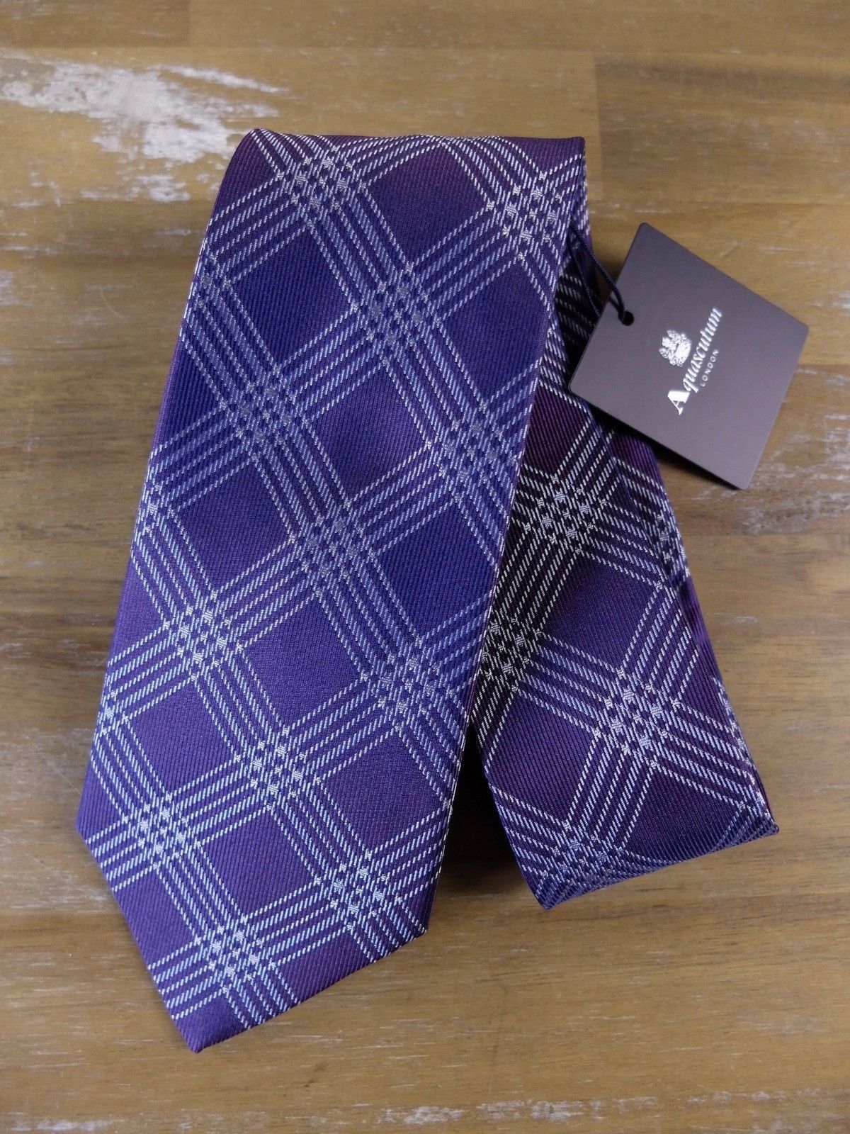 Aquascutum AQUASCUTUM London purple plaid motif silk tie authentic NWT Size ONE SIZE - 1 Thumbnail