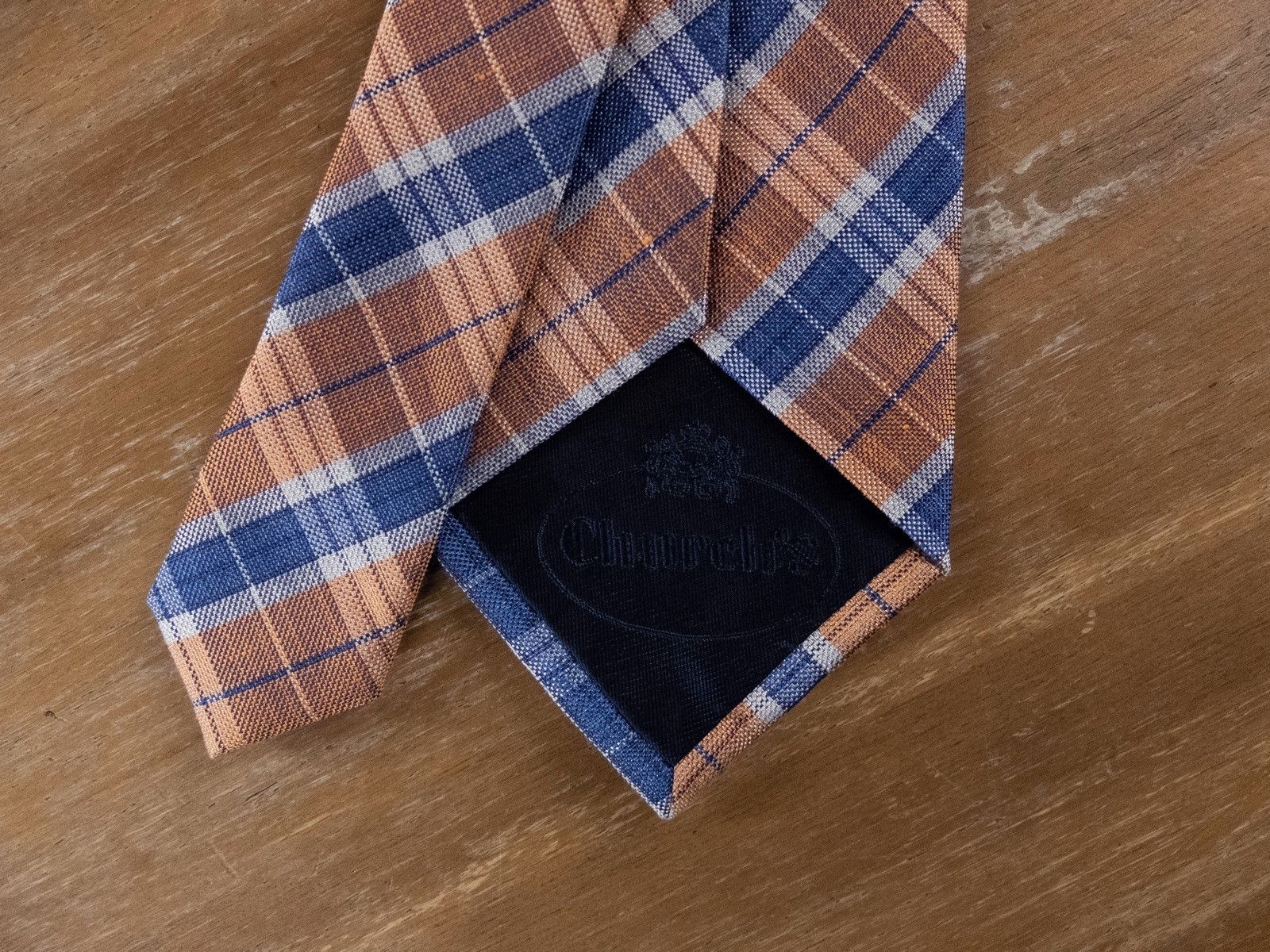 Church's CHURCH'S orange blue plaid motif silk linen tie authentic Size ONE SIZE - 4 Thumbnail