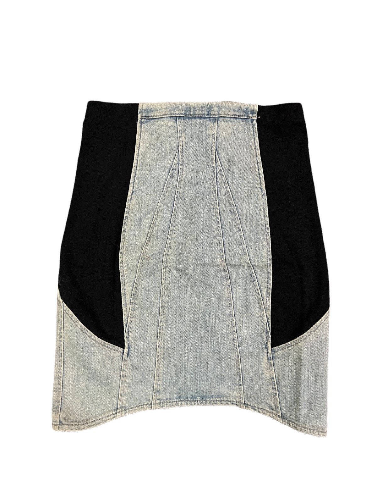 Helmut Lang Vintage Helmut Lang Black/Distressed Jeans Mini Skirt Size 27" / US 4 / IT 40 - 2 Thumbnail