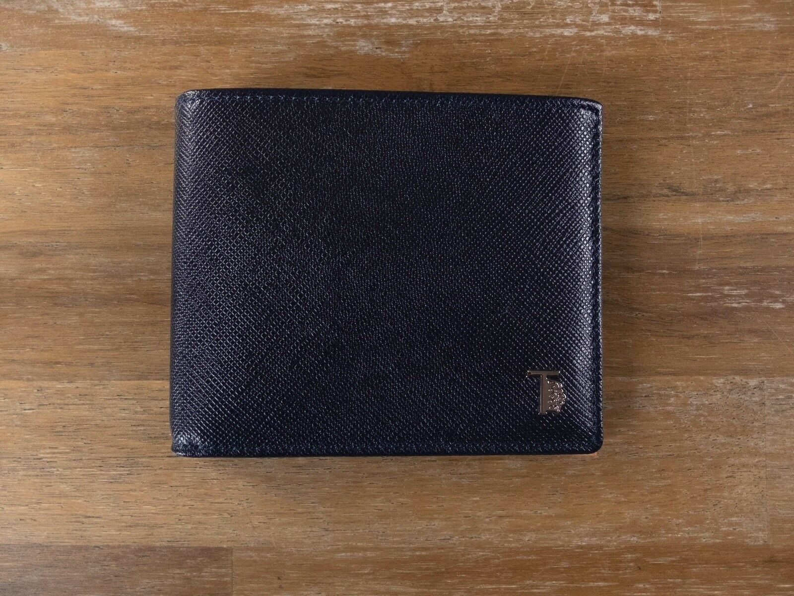 image of Tod's Navy Blue Leather Bifold Wallet Authentic Tods, Men's