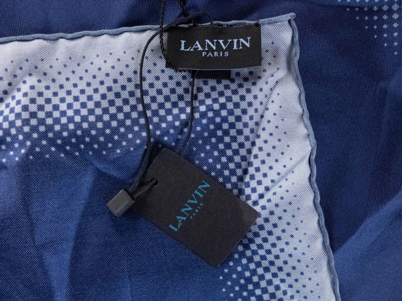 Lanvin LANVIN Paris blue geometric print silk pocket square NWT Size ONE SIZE - 3 Thumbnail