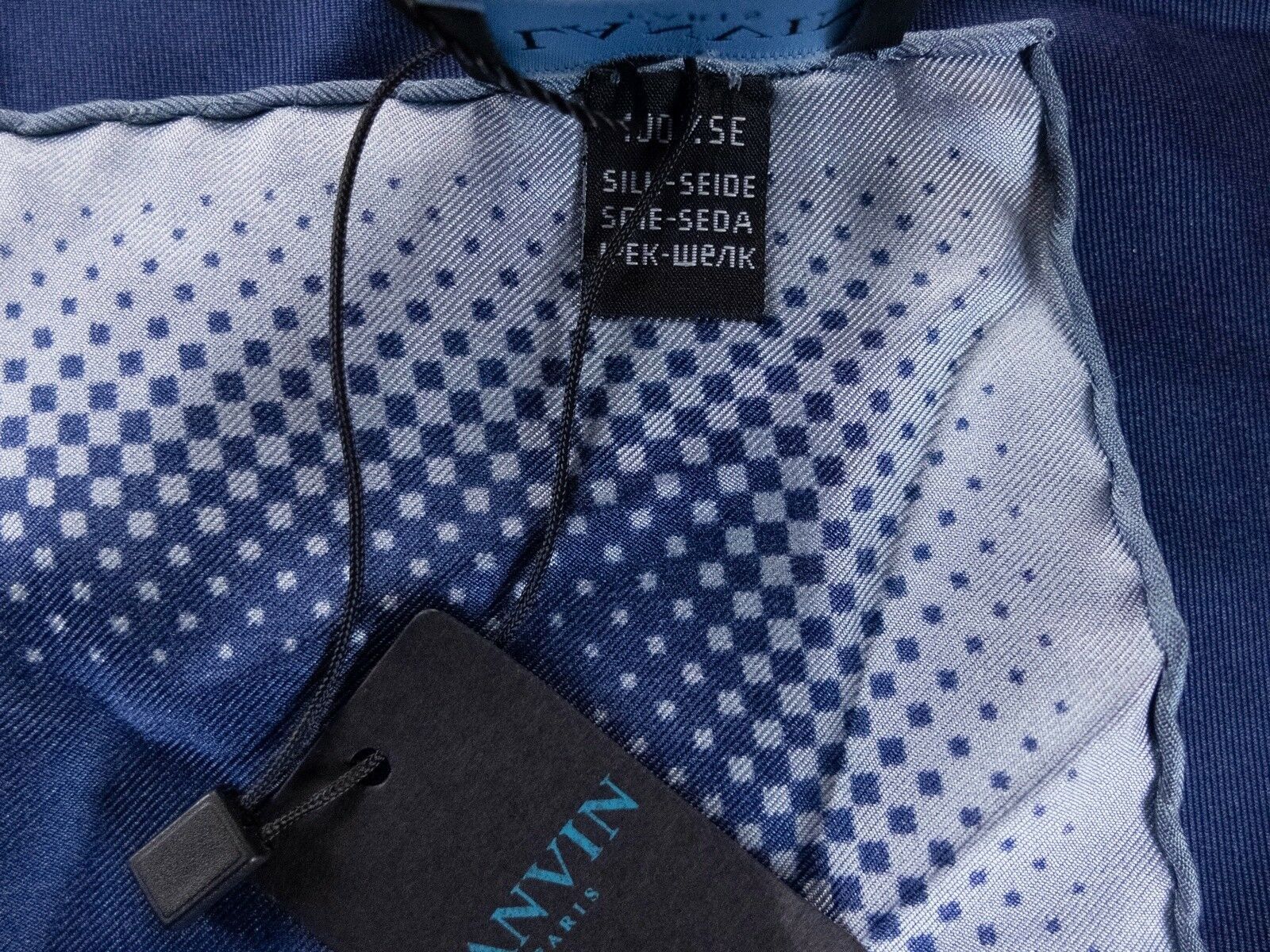 Lanvin LANVIN Paris blue geometric print silk pocket square NWT Size ONE SIZE - 4 Thumbnail