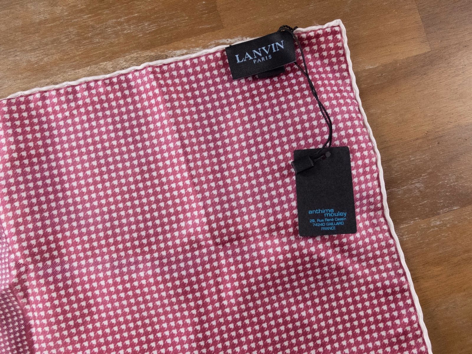 Lanvin LANVIN Paris pink houndstooth print silk pocket square Size ONE SIZE - 3 Thumbnail