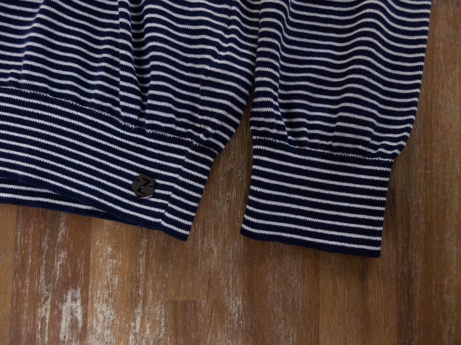 Z Zegna Z ZEGNA navy blue striped cotton sweater authentic XL - NWT Size US XL / EU 56 / 4 - 4 Thumbnail