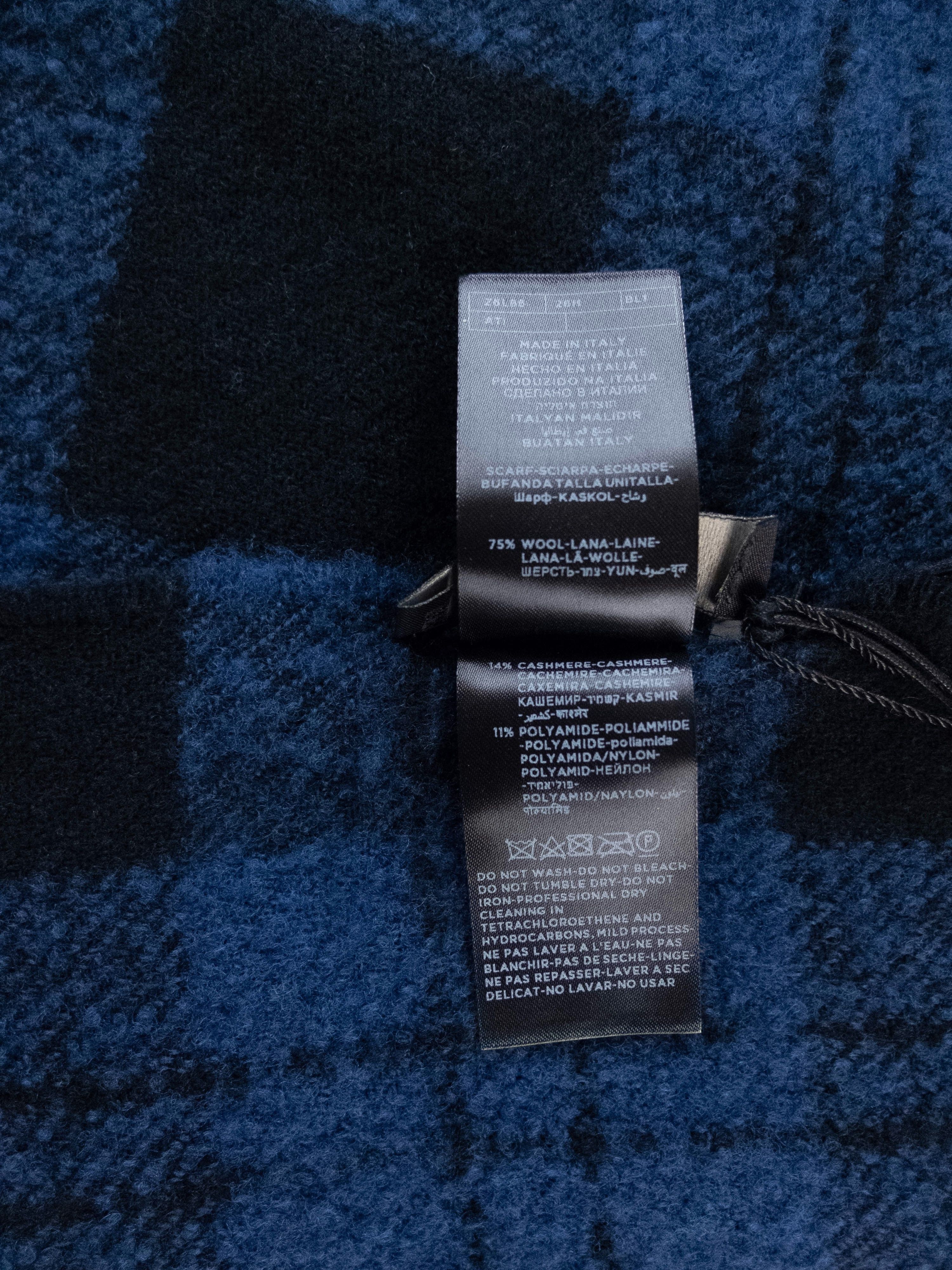 Z Zegna Z ZEGNA blue black plaid wool cashmere mix scarf - NWT Size ONE SIZE - 4 Thumbnail
