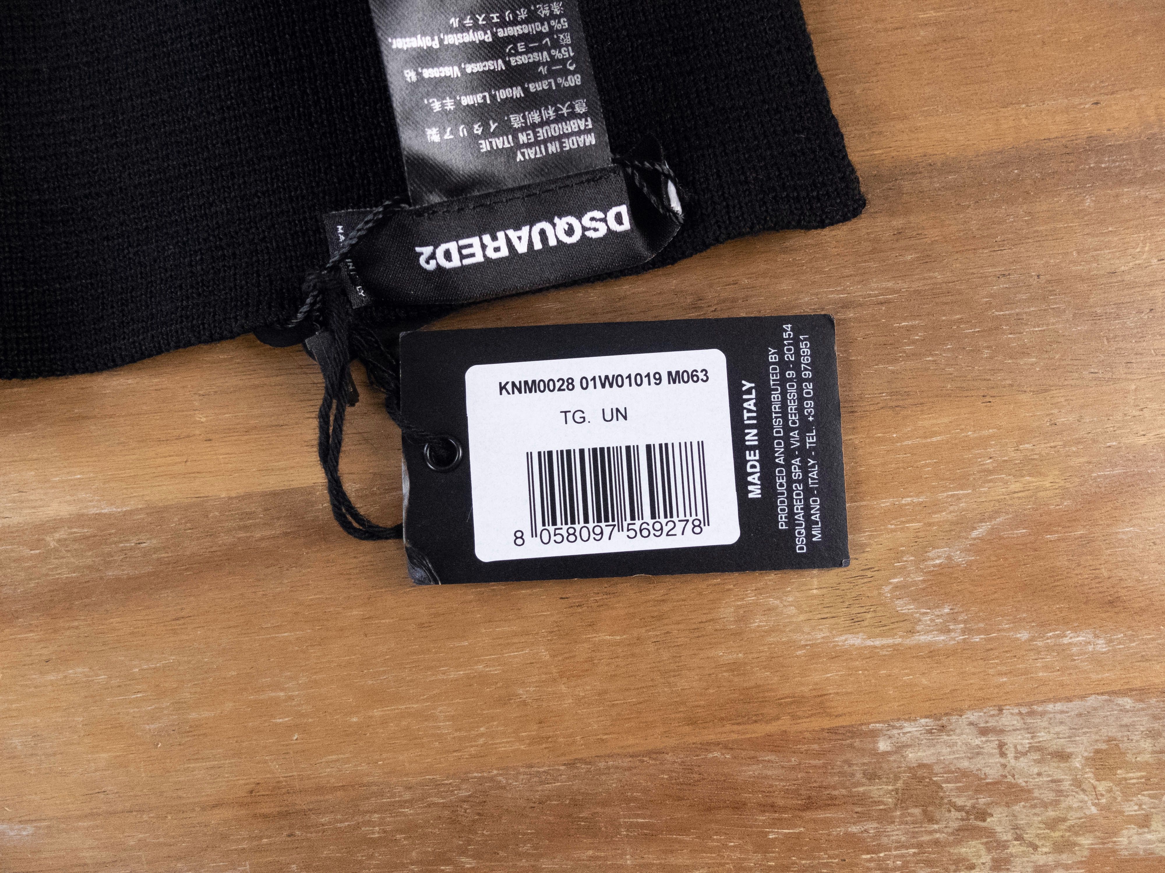 Dsquared2 $385 DSQUARED2 black logo embroidered wool blend scarf NWT Size ONE SIZE - 4 Thumbnail
