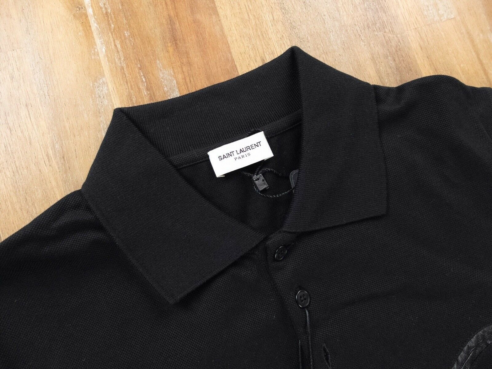Saint Laurent Paris SAINT LAURENT black polo shirt w leather pocket Large q Size US L / EU 52-54 / 3 - 3 Thumbnail