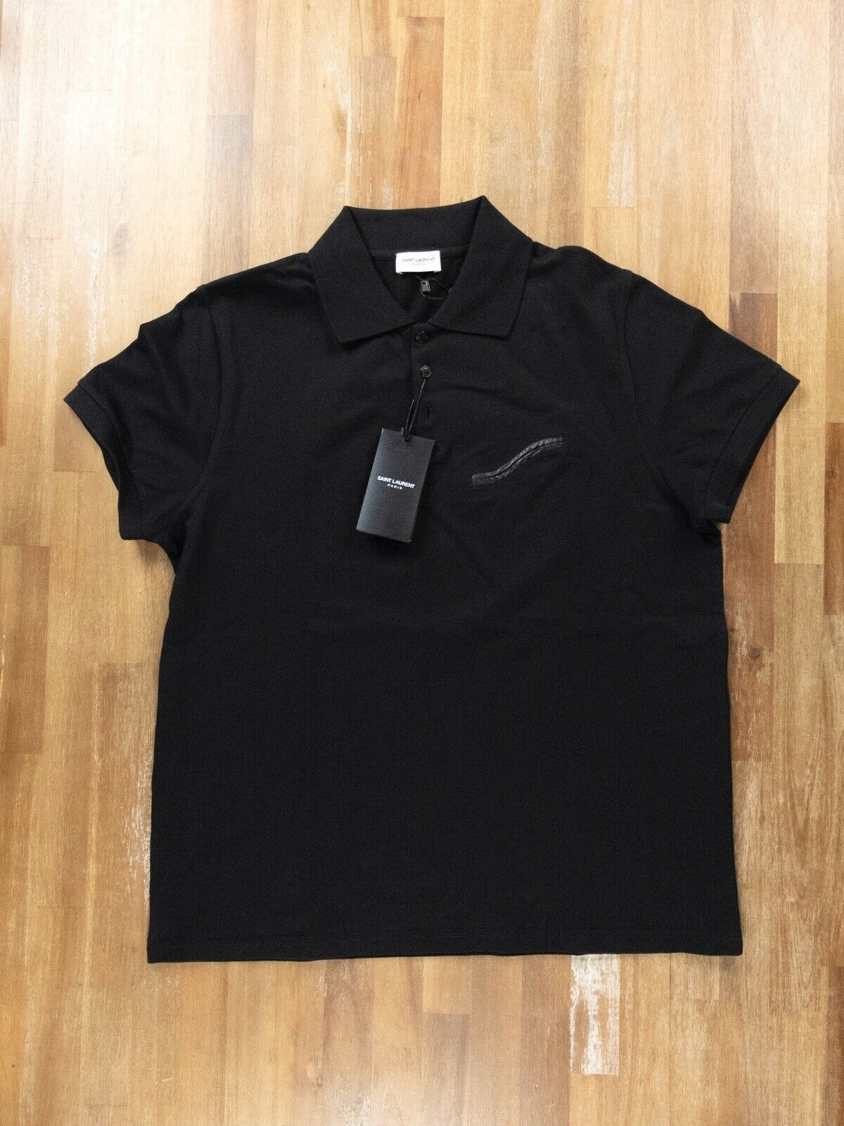 Saint Laurent Paris SAINT LAURENT black polo shirt w leather pocket Large q Size US L / EU 52-54 / 3 - 2 Thumbnail