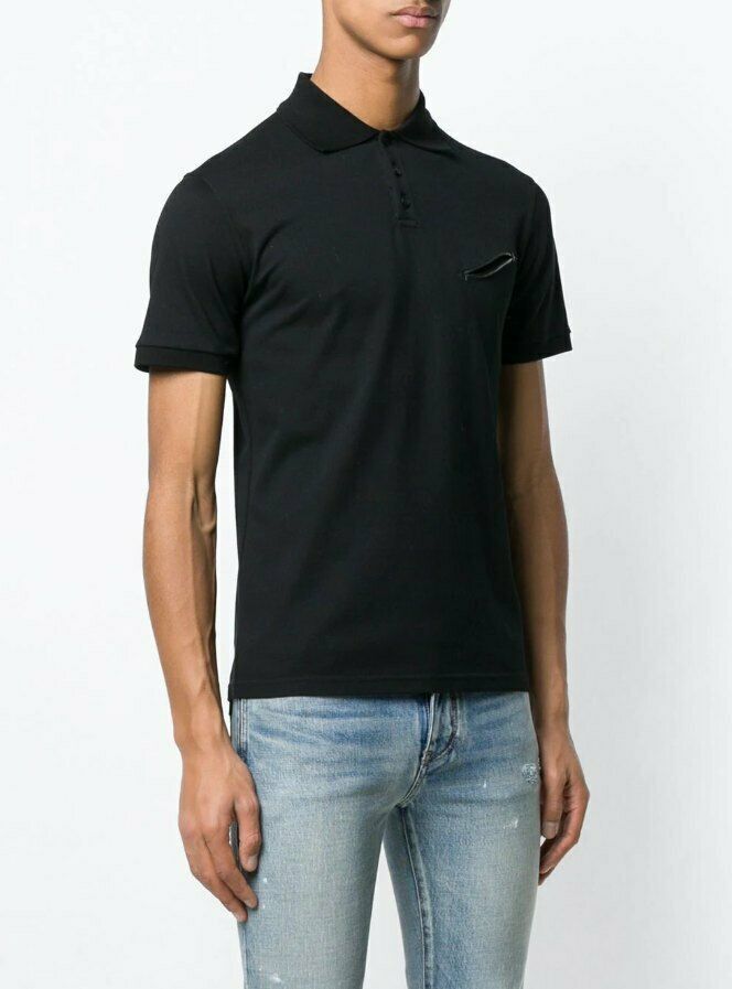 Saint Laurent Paris SAINT LAURENT black polo shirt w leather pocket Large q Size US L / EU 52-54 / 3 - 1 Thumbnail