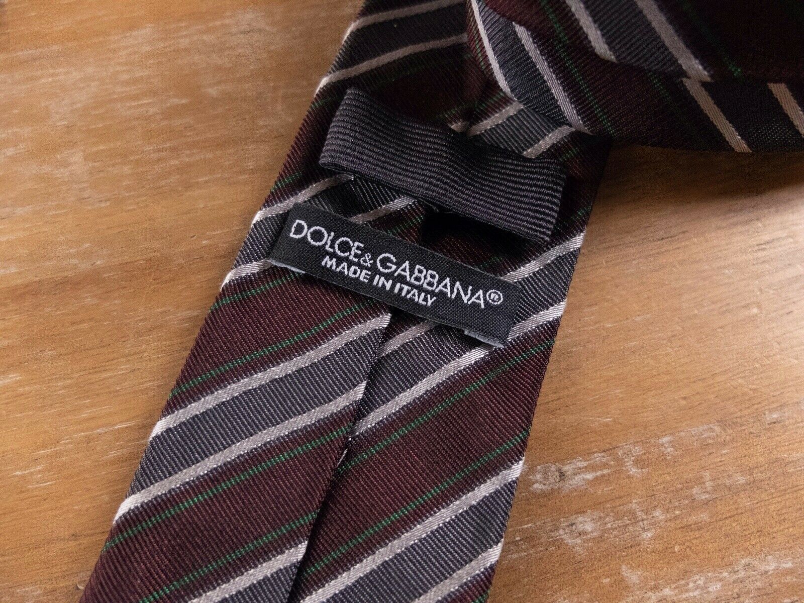 Dolce & Gabbana DOLCE & GABBANA brown striped skinny silk tie authentic Size ONE SIZE - 3 Thumbnail
