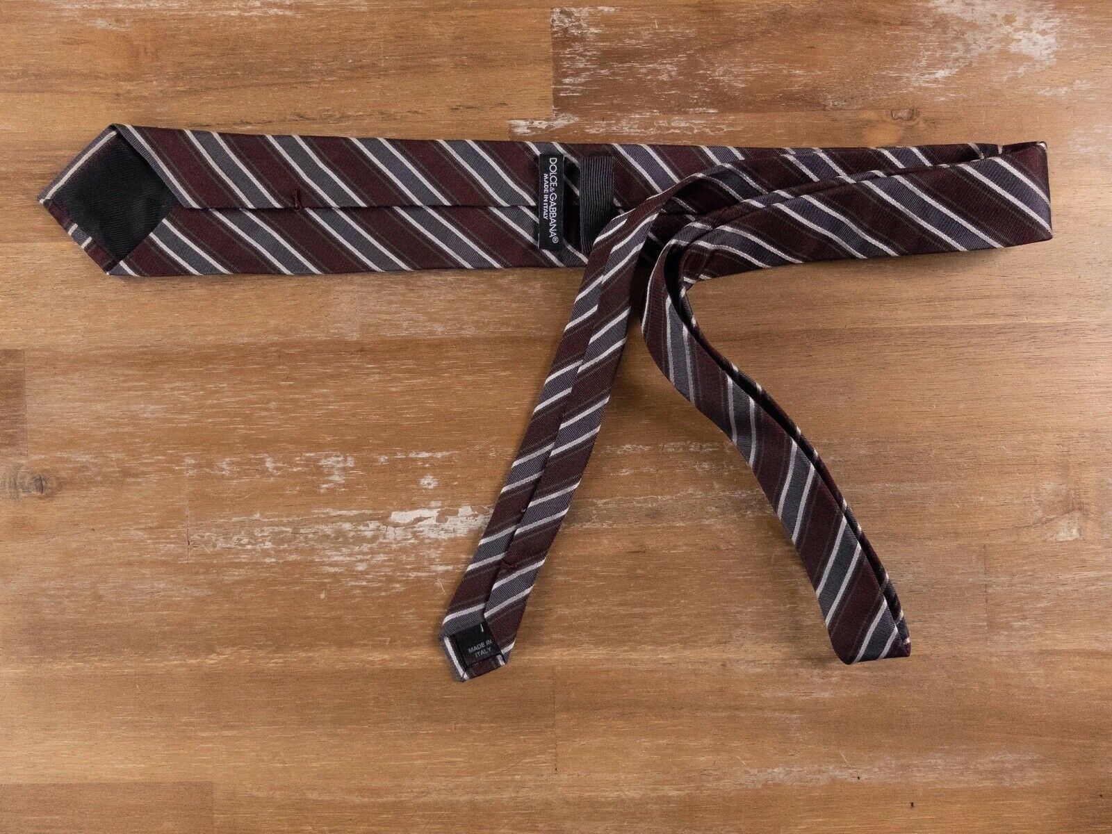 Dolce & Gabbana DOLCE & GABBANA brown striped skinny silk tie authentic Size ONE SIZE - 2 Thumbnail