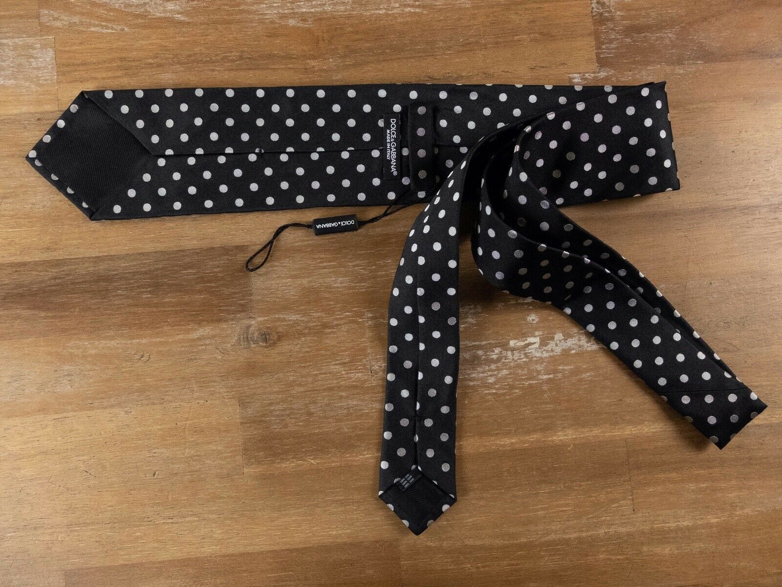 Dolce & Gabbana DOLCE & GABBANA black silver polka dots silk tie authentic Size ONE SIZE - 2 Thumbnail