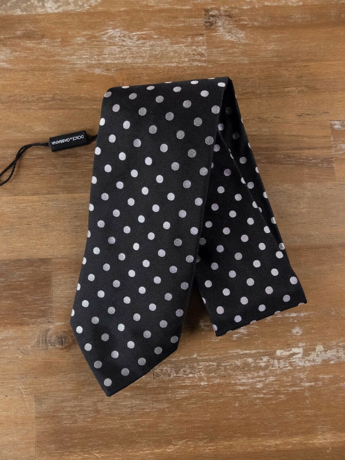 Dolce & Gabbana DOLCE & GABBANA black silver polka dots silk tie authentic Size ONE SIZE - 1 Thumbnail