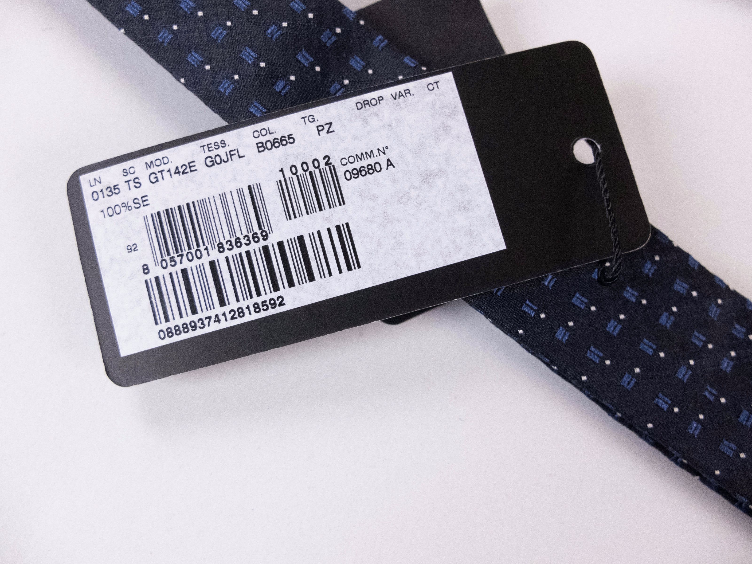 Dolce & Gabbana DOLCE & GABBANA navy blue geometric motif skinny silk tie Size ONE SIZE - 2 Thumbnail