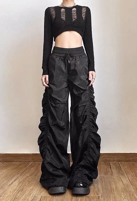 Japanese Brand × Vintage Black y2k ruched pants Size US 28 / EU 44 - 3 Thumbnail