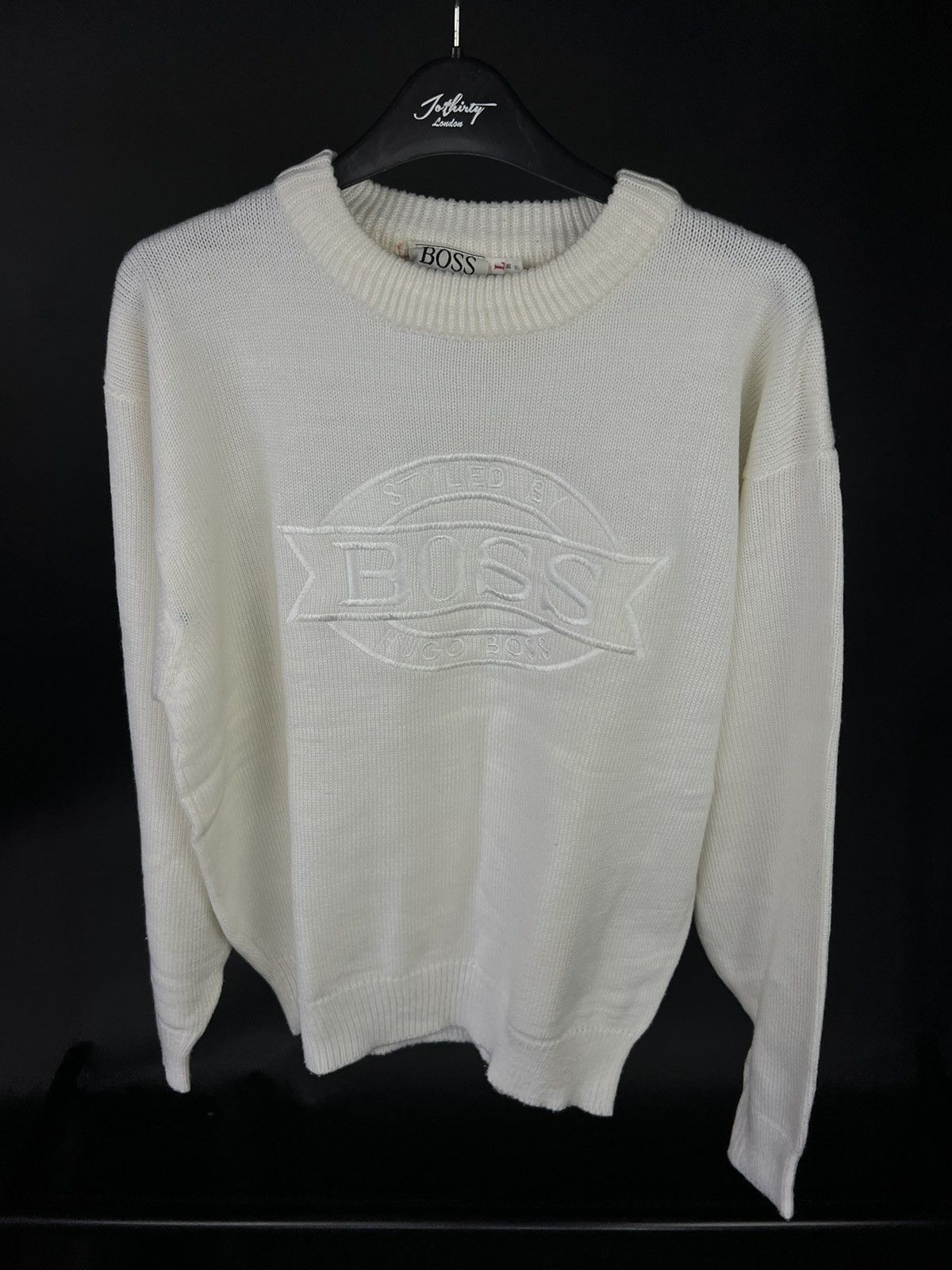 Hugo Boss × Vintage VTG sweater hugo boss sports white with large Boss logo Size US L / EU 52-54 / 3 - 1 Thumbnail