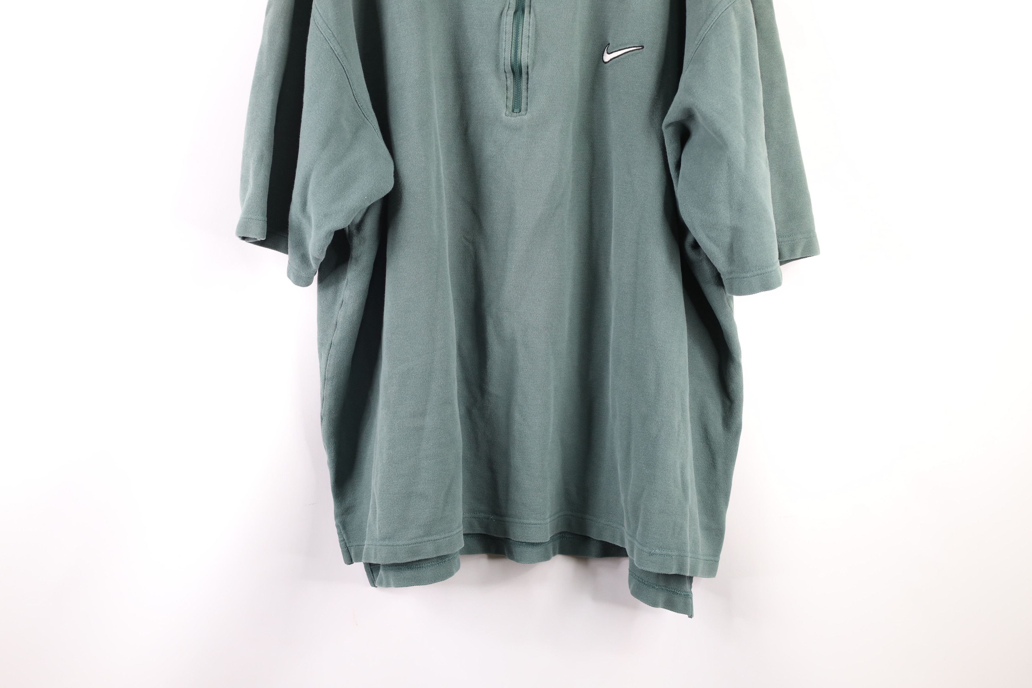 Nike × Vintage Vintage 90s Nike Travis Scott Swoosh Half Zip Collared Polo Size US XXL / EU 58 / 5 - 3 Thumbnail