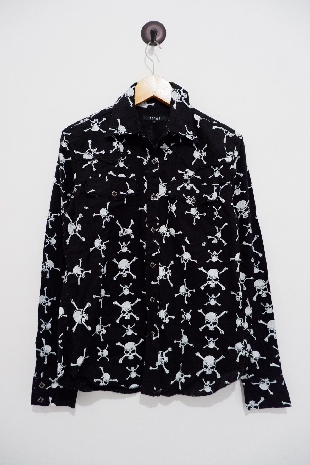 image of Beams Plus Beams Skull Western Shirt in Black, Men's (Size Medium)
