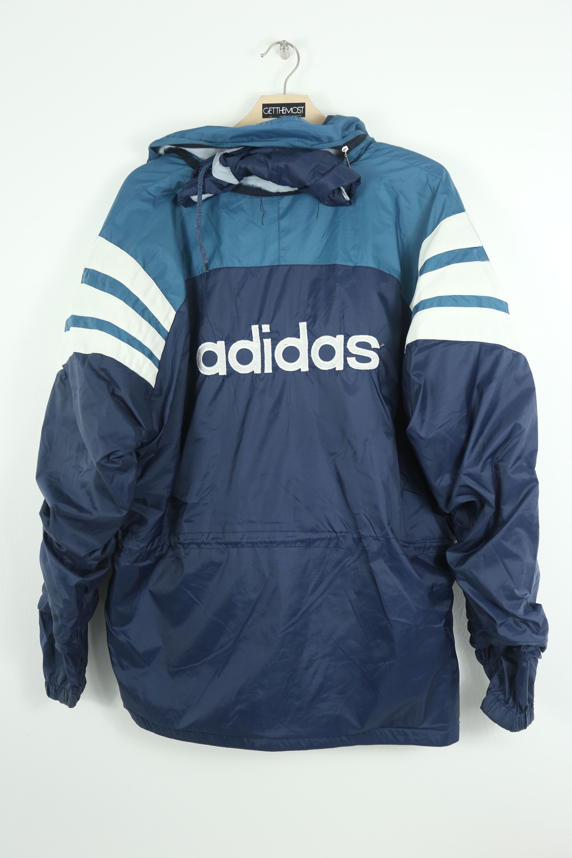 Adidas × Vintage JK030 Vintage 90s Adidas Hoodie Nylon Jacket (L) Size US L / EU 52-54 / 3 - 9 Thumbnail