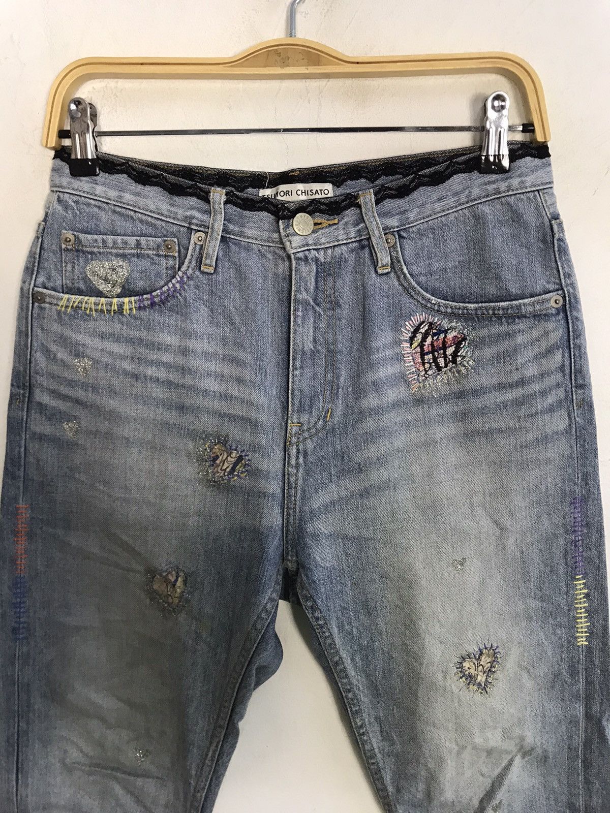 Issey Miyake × Tsumori Chisato Tsumori Chisato Issey Miyake Embroidery Heart Zig Zag Denim Size 30" / US 8 / IT 44 - 3 Thumbnail
