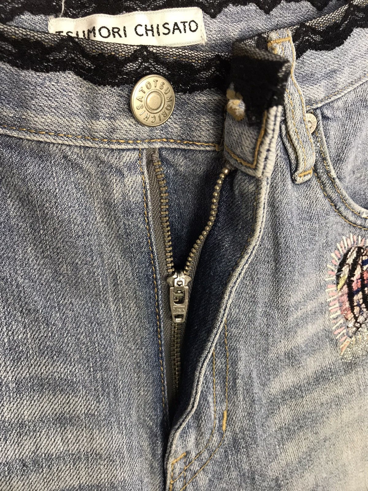 Issey Miyake × Tsumori Chisato Tsumori Chisato Issey Miyake Embroidery Heart Zig Zag Denim Size 30" / US 8 / IT 44 - 5 Thumbnail