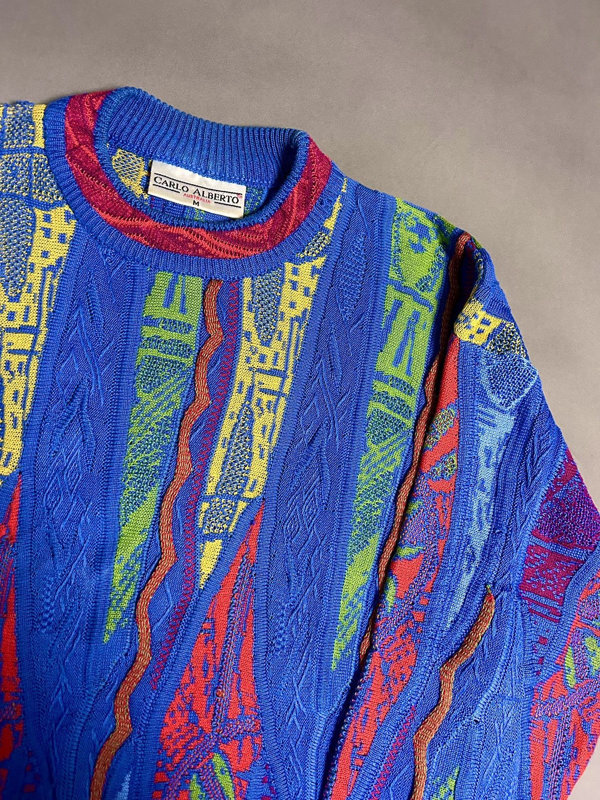 Man Made In Australia × Vintage Carlo alberto vintage cable knit sweater Coogi style Size US M / EU 48-50 / 2 - 2 Thumbnail
