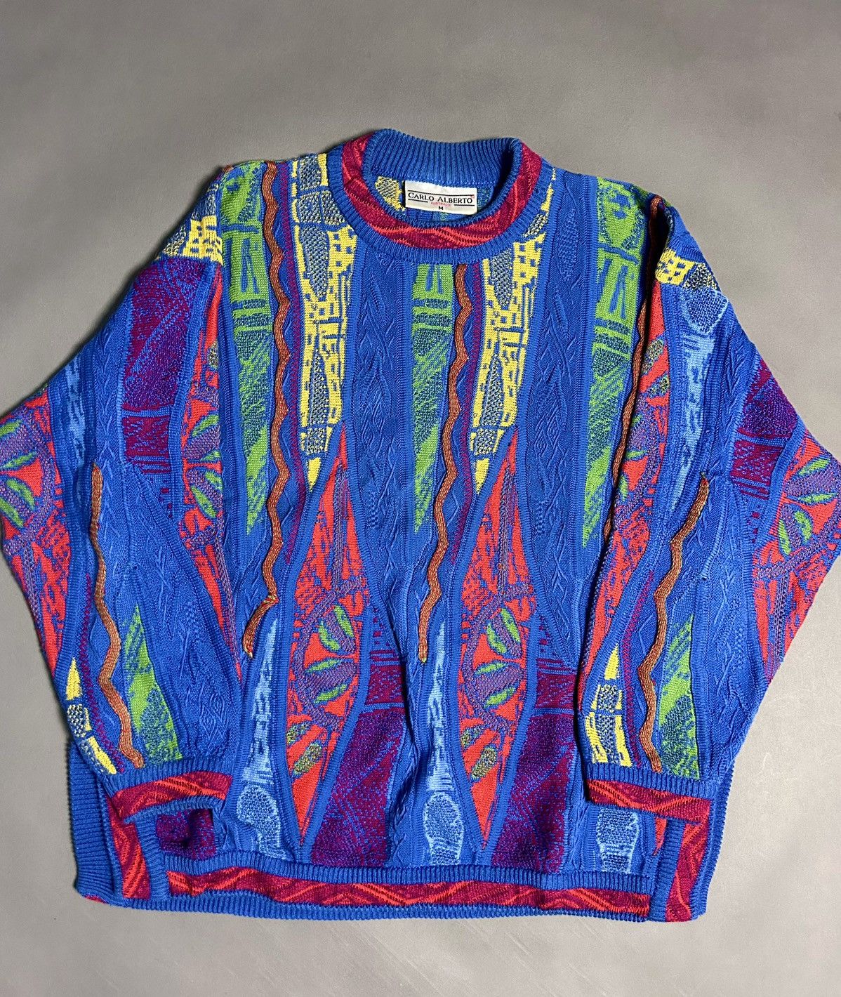 Man Made In Australia × Vintage Carlo alberto vintage cable knit sweater Coogi style Size US M / EU 48-50 / 2 - 1 Thumbnail