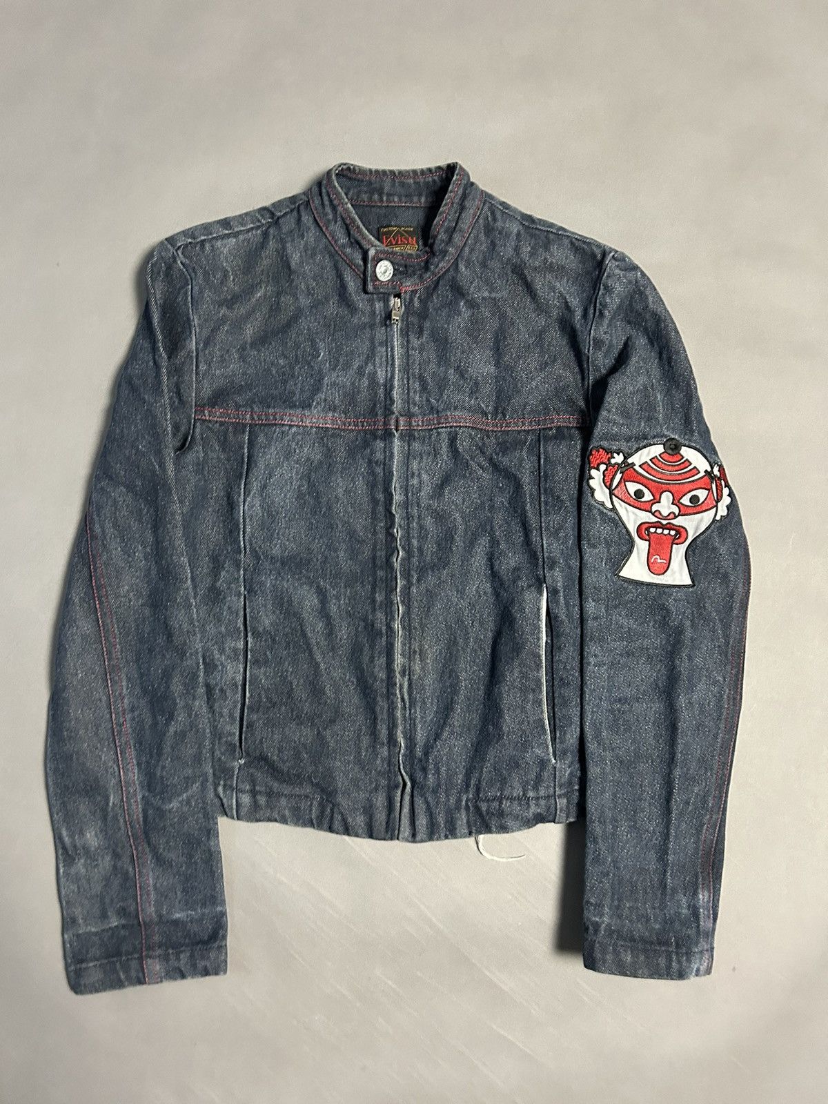 Vintage Evisu denim jacket vintage red clown face logo | Grailed