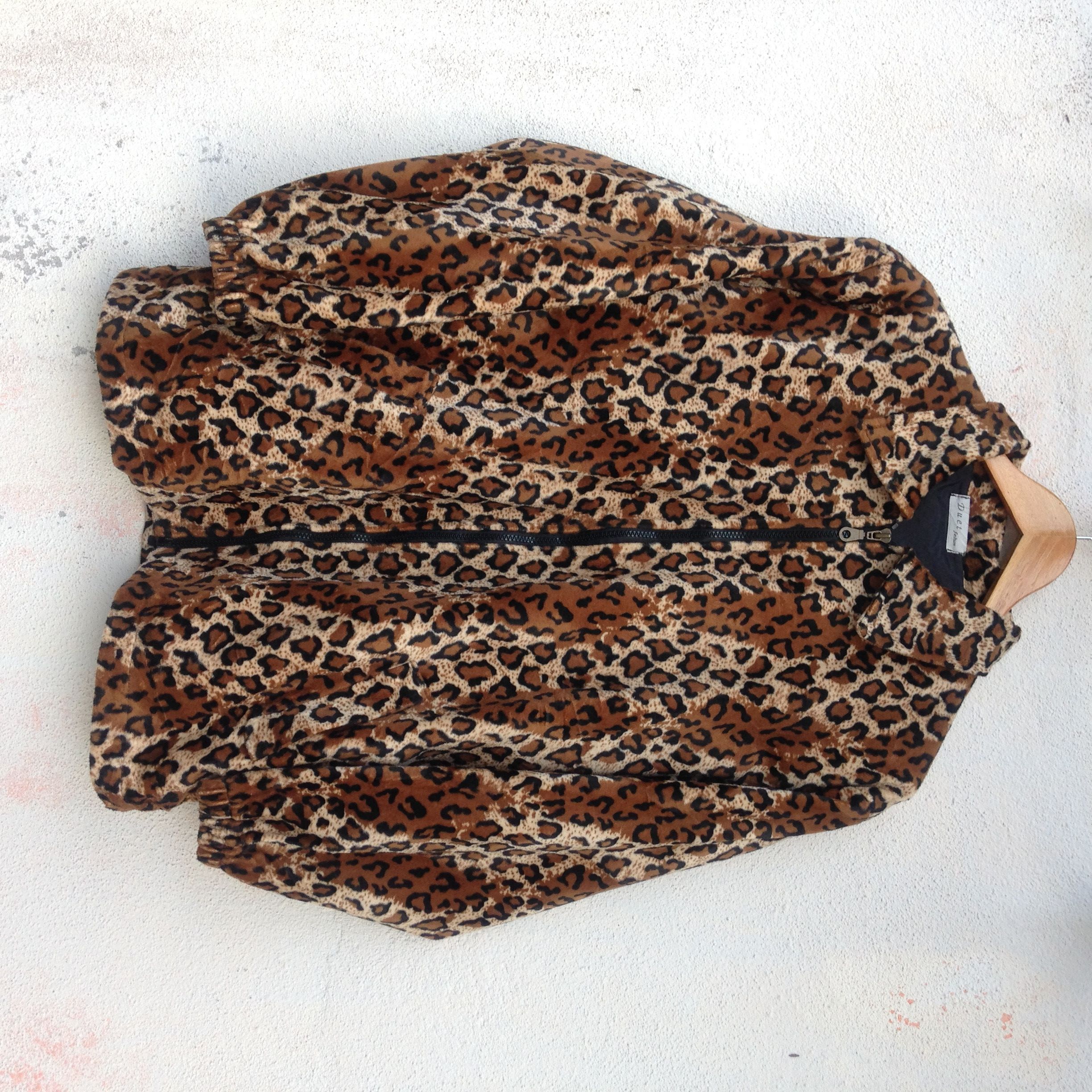 Japanese Brand Leopard Fleece Jacket Size US XL / EU 56 / 4 - 1 Thumbnail