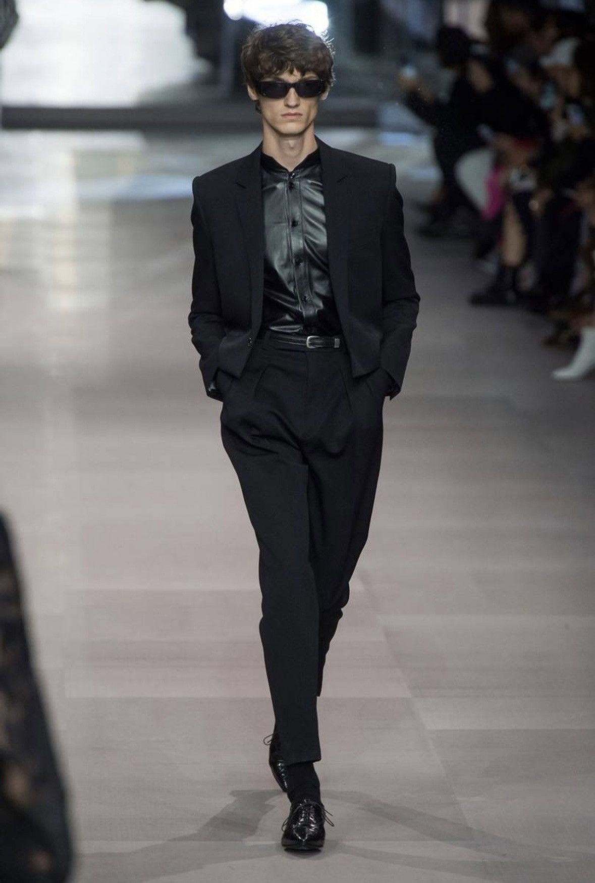 image of Ss19 $3990 Celine Leather Shirt Hedi Slimane Jacket in Black, Men's (Size Large)