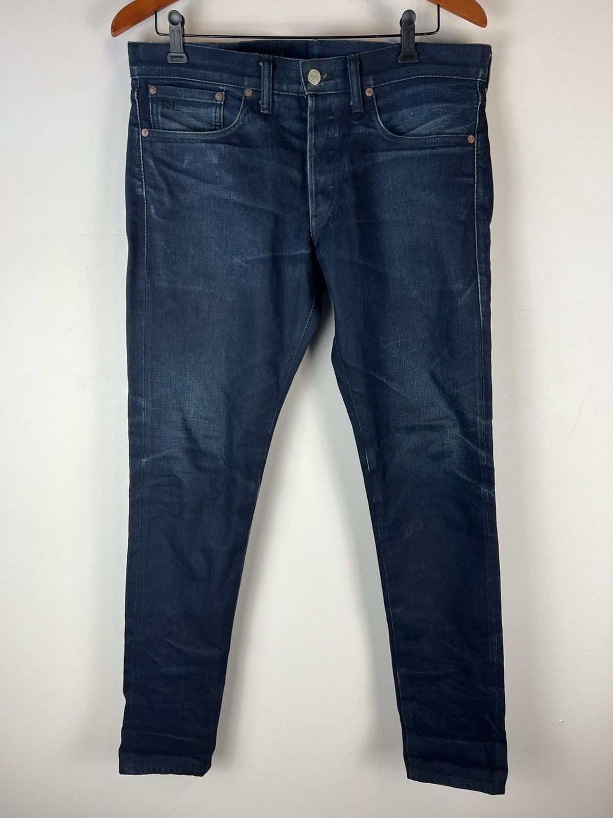 image of Rrl Ralph Lauren Rrl Slim Fit Rigid Selvedge Denim Jeans in Blue, Men's (Size 31)