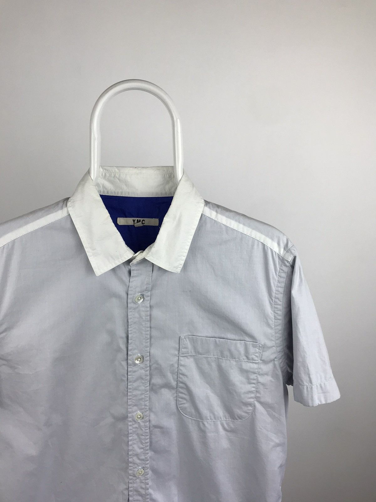 Vintage YMC You Must Create Short Sleeve Shirt White Blue Size US M / EU 48-50 / 2 - 2 Thumbnail