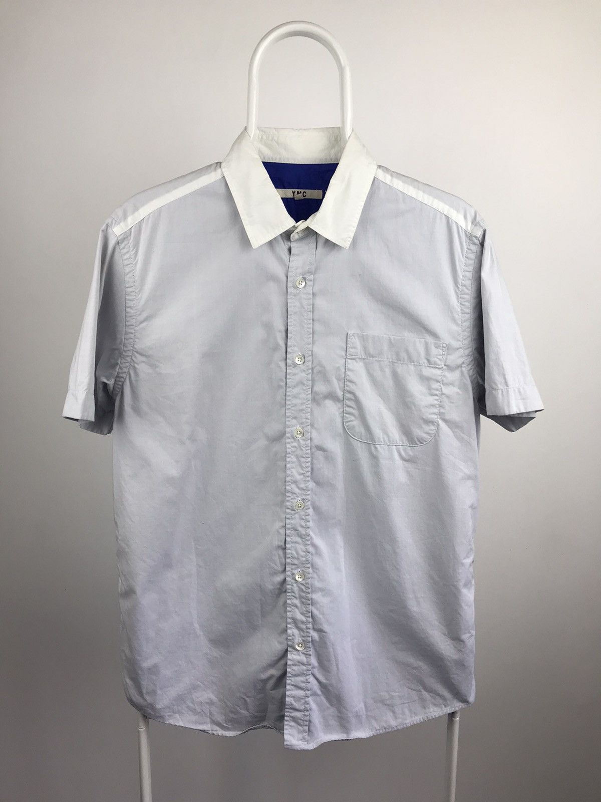 Vintage YMC You Must Create Short Sleeve Shirt White Blue Size US M / EU 48-50 / 2 - 1 Thumbnail