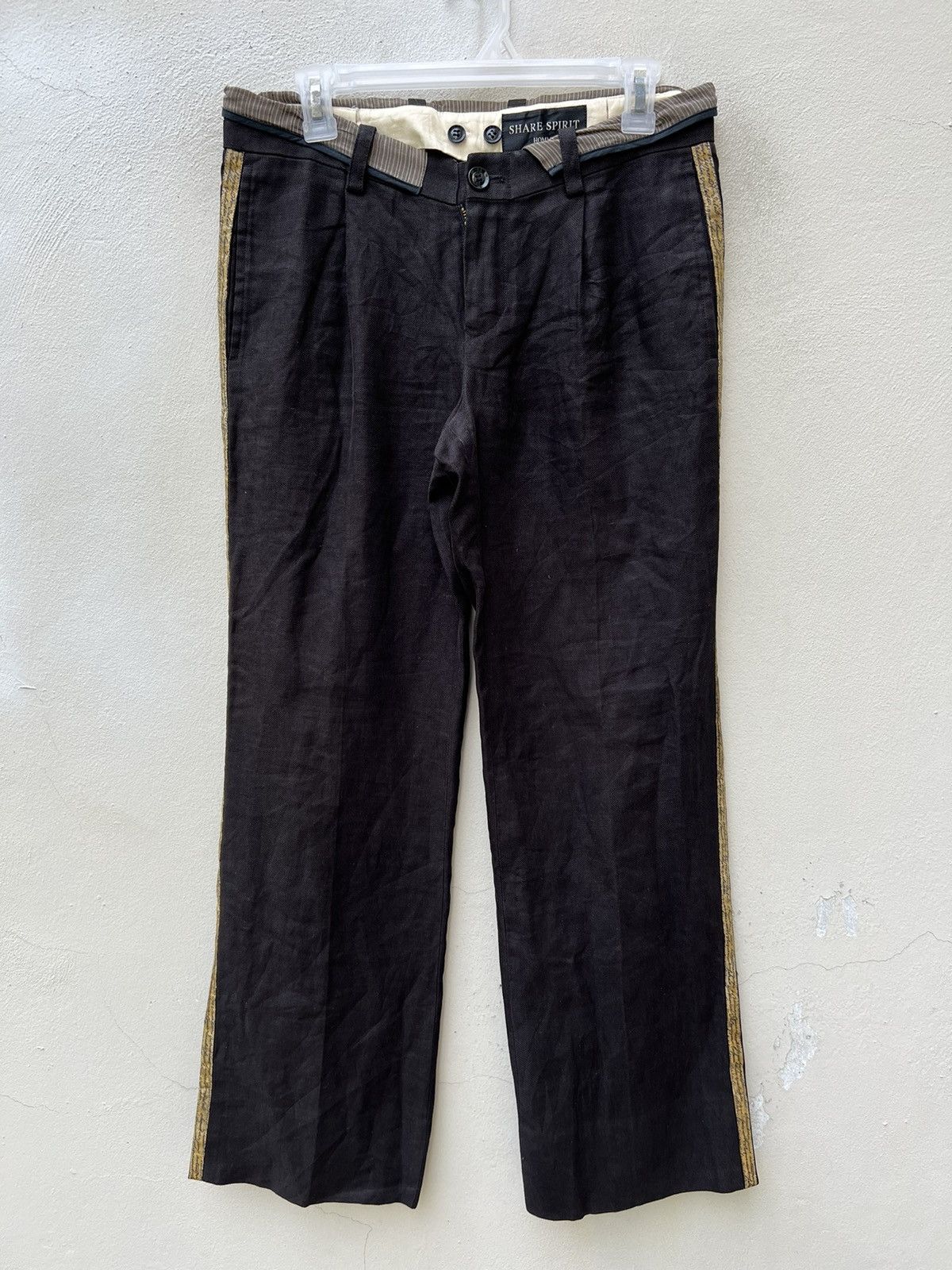 Share Spirit Homme Share Spirit Homme Japan Side Striped Ramie Trouser Pant Size US 29 - 6 Thumbnail