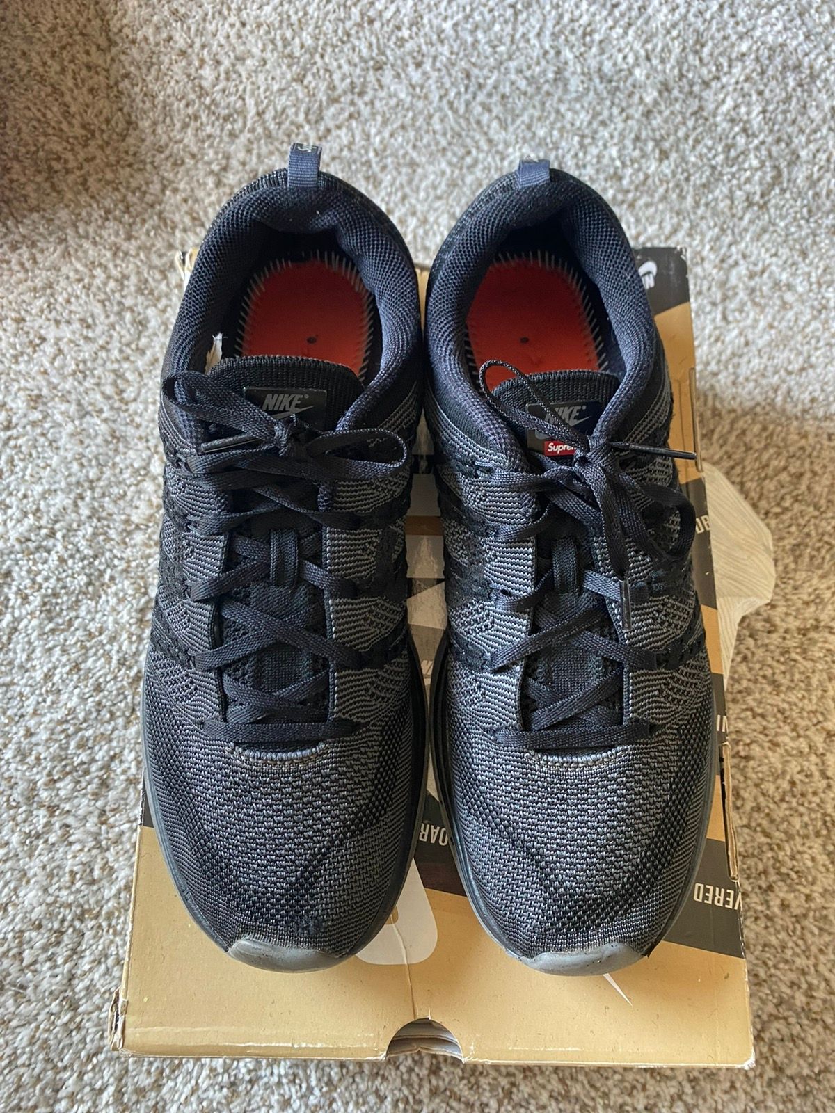 Pre-owned Nike X Supreme Nike Flyknit Lunar1+ Black 2013 Shoes