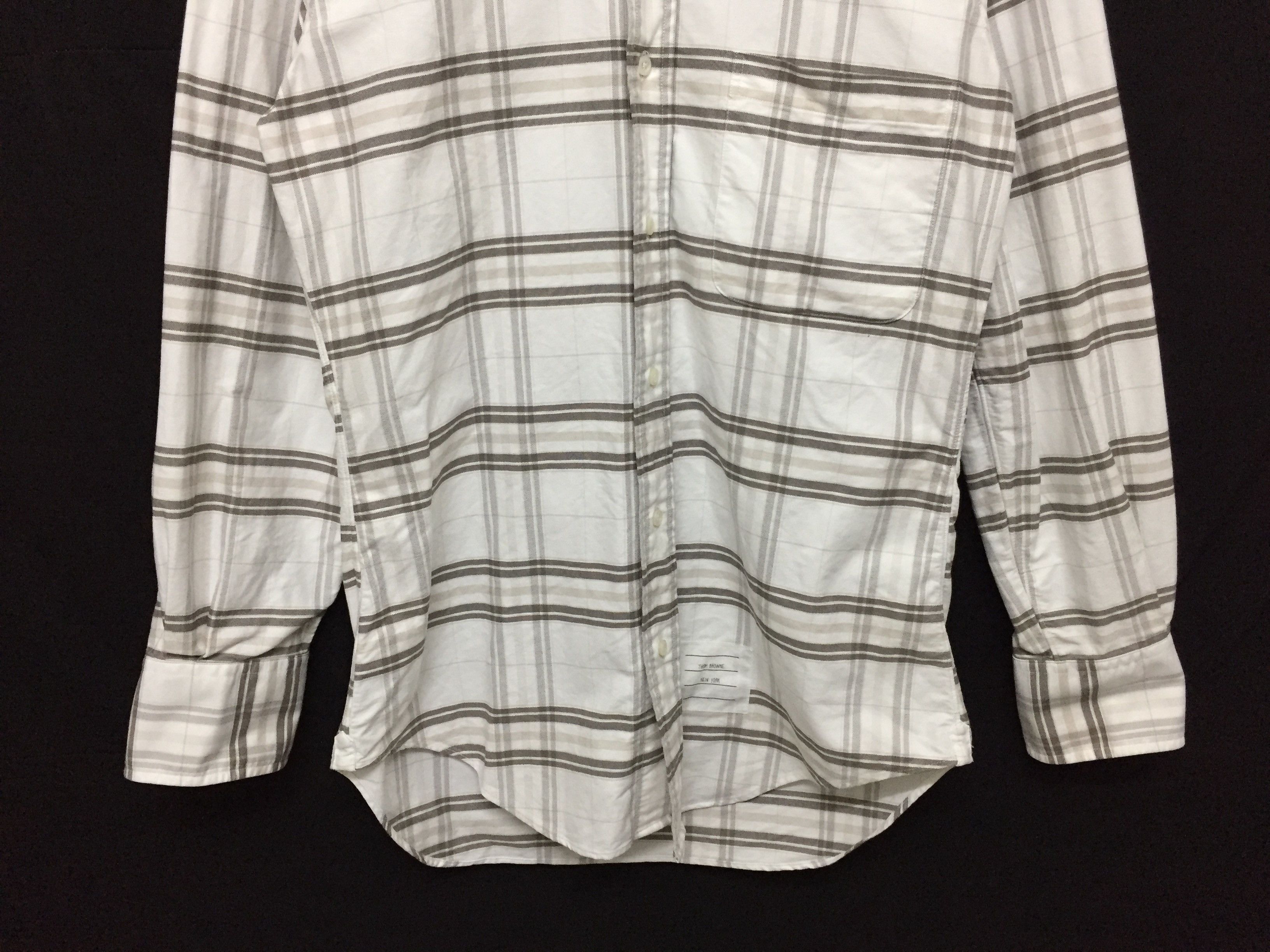 Thom Browne white plaid tartan button up shirt Size US S / EU 44-46 / 1 - 4 Thumbnail