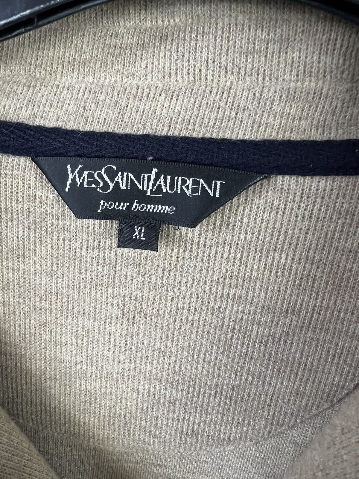 Vintage × Yves Saint Laurent VTG sweater Yves Saint Laurent Pour Homme Beige with zipper Size US XL / EU 56 / 4 - 4 Thumbnail