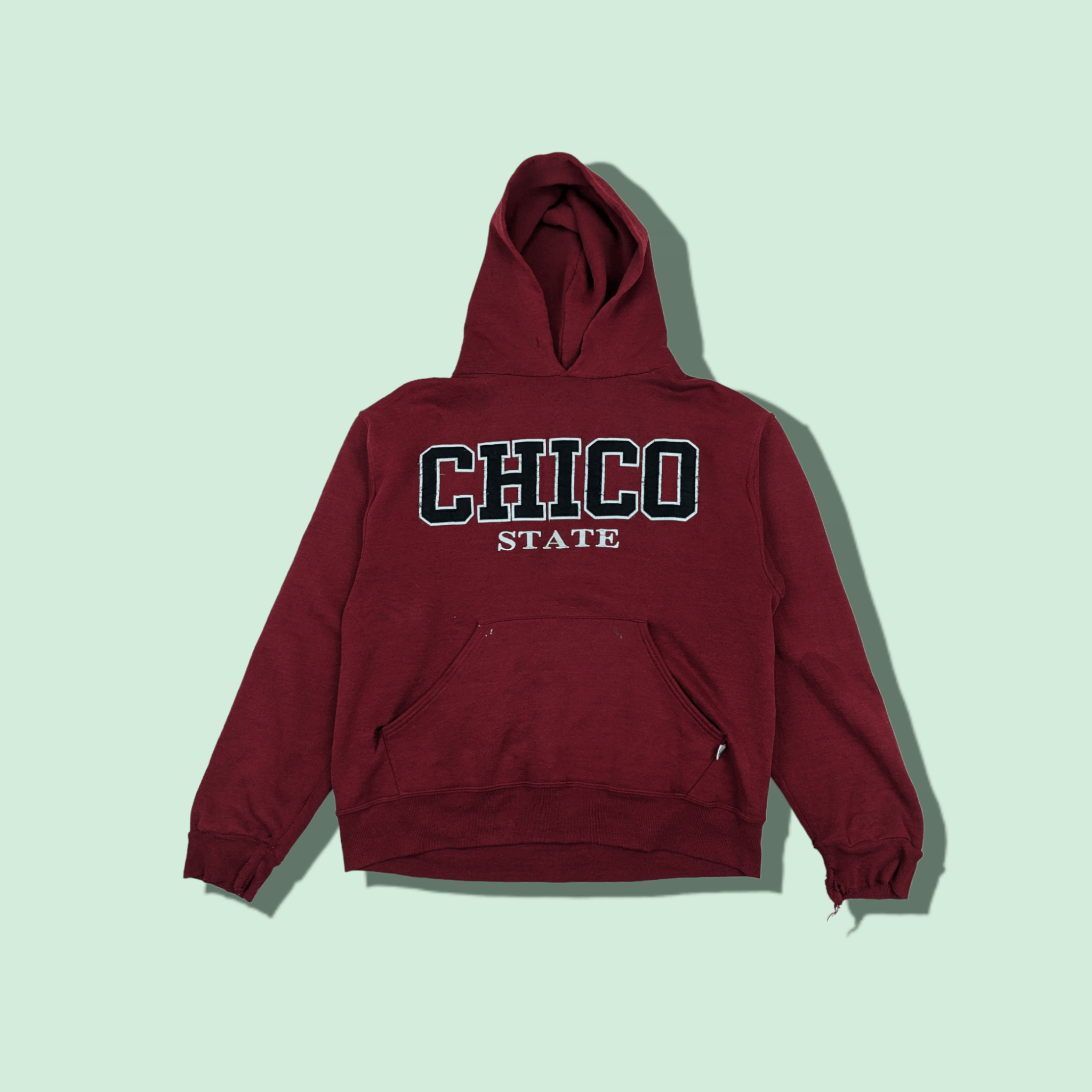 image of American College x Russell Athletic 90's Chico California State University Hoodie Sweatshirt in Red