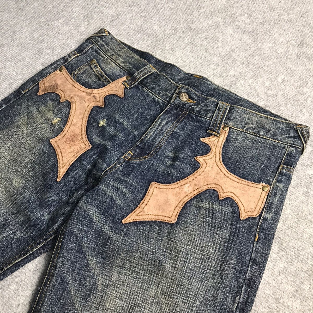 Japanese Brand × Le Grande Bleu (L.G.B.) DISTRESSED DENIM MCDMSION JAPANESE BLUE FADED PANTS Size US 33 - 7 Thumbnail