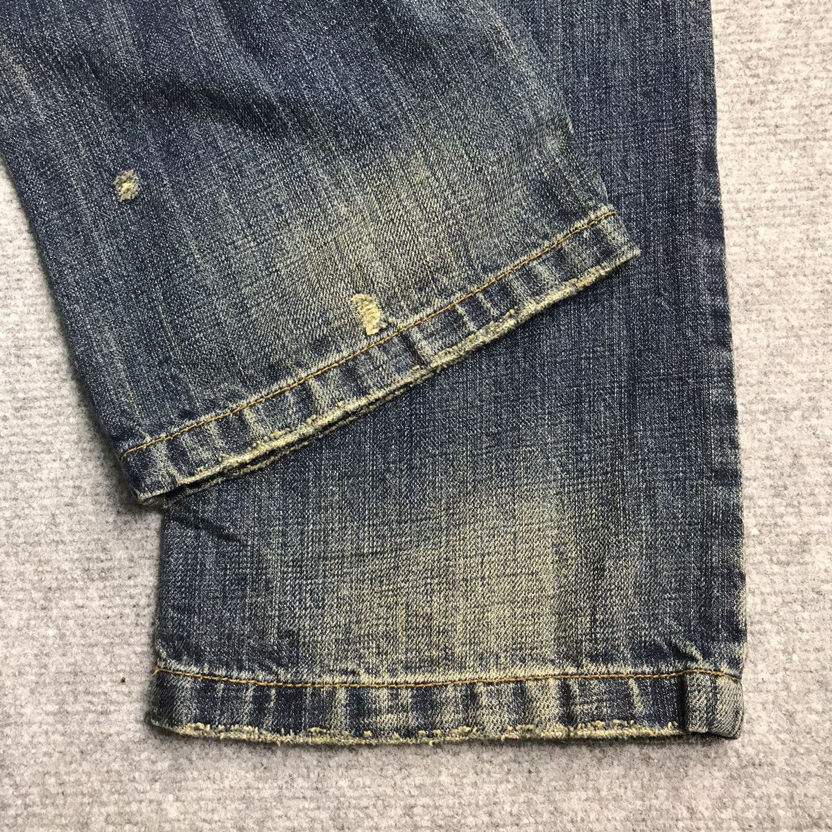 Japanese Brand × Le Grande Bleu (L.G.B.) DISTRESSED DENIM MCDMSION JAPANESE BLUE FADED PANTS Size US 33 - 11 Thumbnail