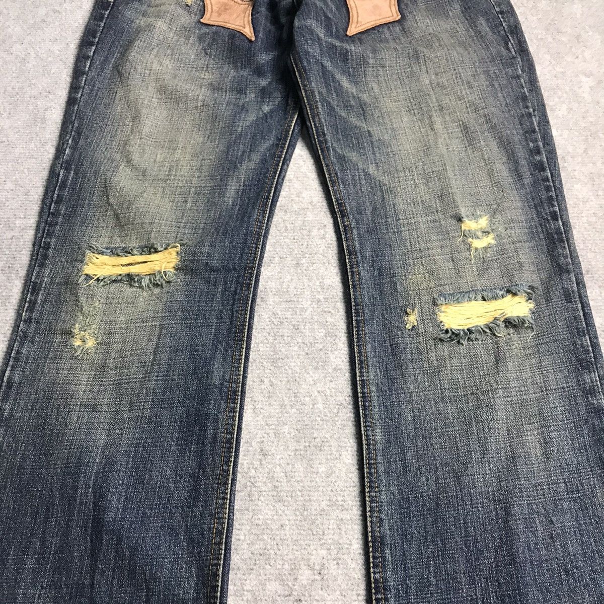 Japanese Brand × Le Grande Bleu (L.G.B.) DISTRESSED DENIM MCDMSION JAPANESE BLUE FADED PANTS Size US 33 - 3 Thumbnail