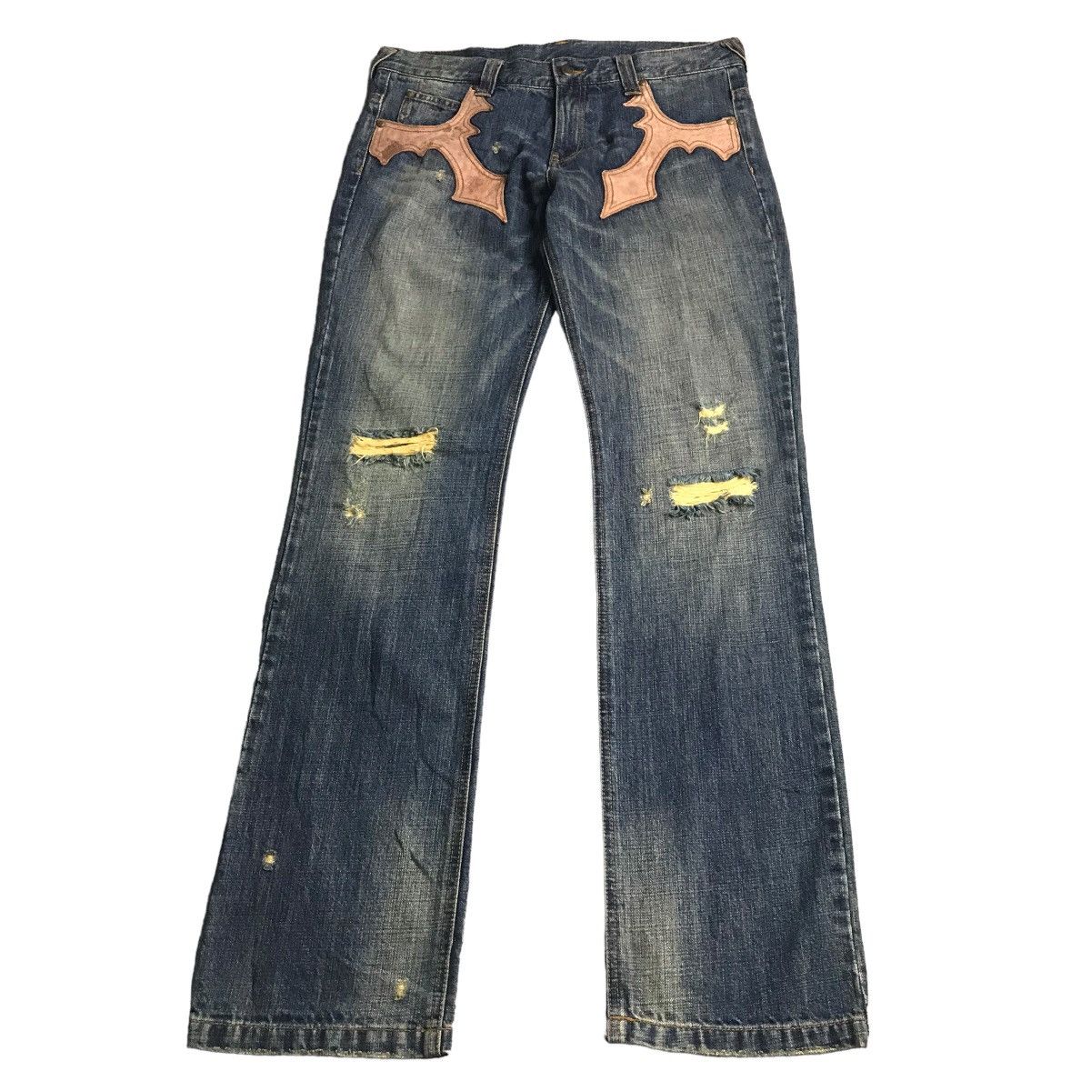Japanese Brand × Le Grande Bleu (L.G.B.) DISTRESSED DENIM MCDMSION JAPANESE BLUE FADED PANTS Size US 33 - 1 Thumbnail
