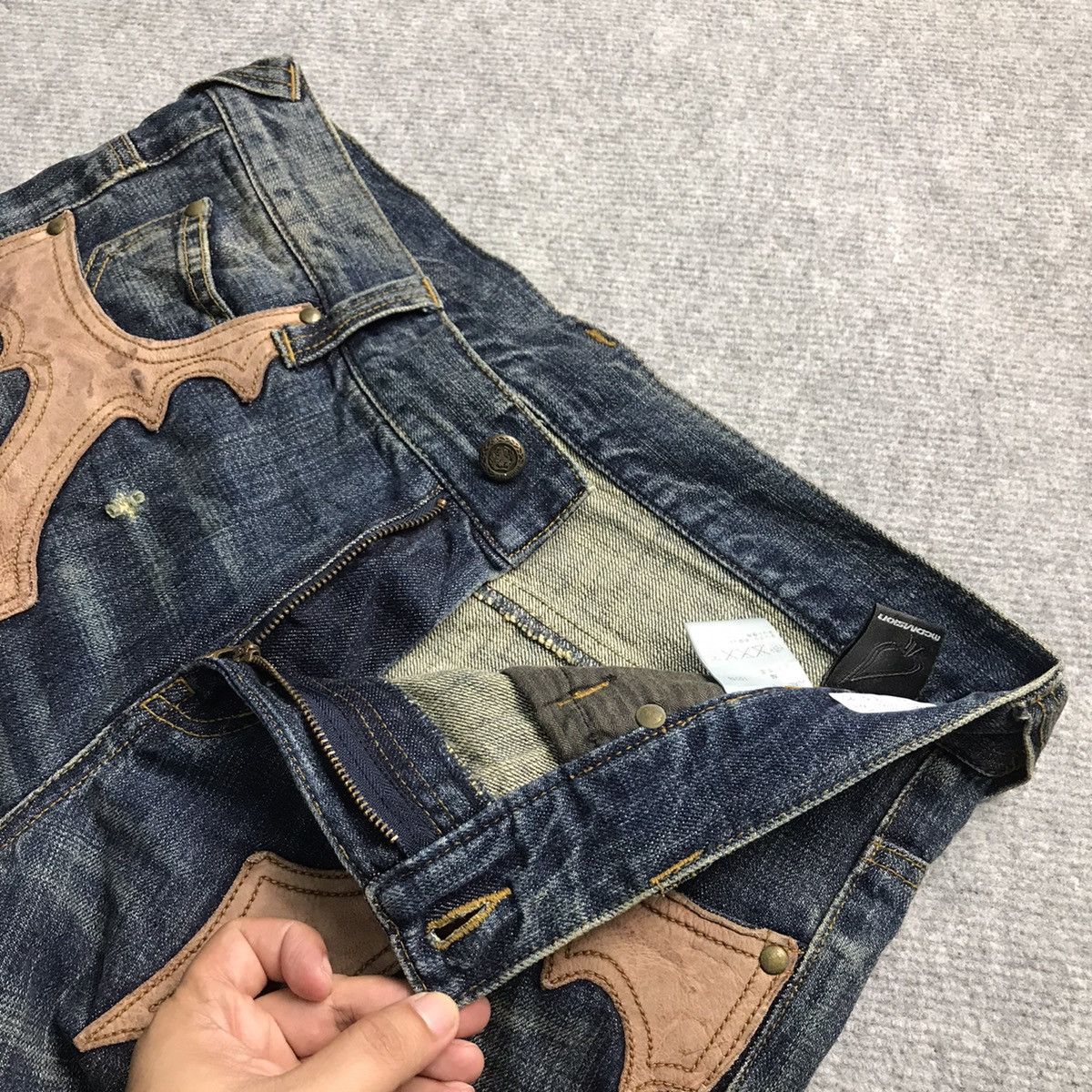 Japanese Brand × Le Grande Bleu (L.G.B.) DISTRESSED DENIM MCDMSION JAPANESE BLUE FADED PANTS Size US 33 - 13 Thumbnail
