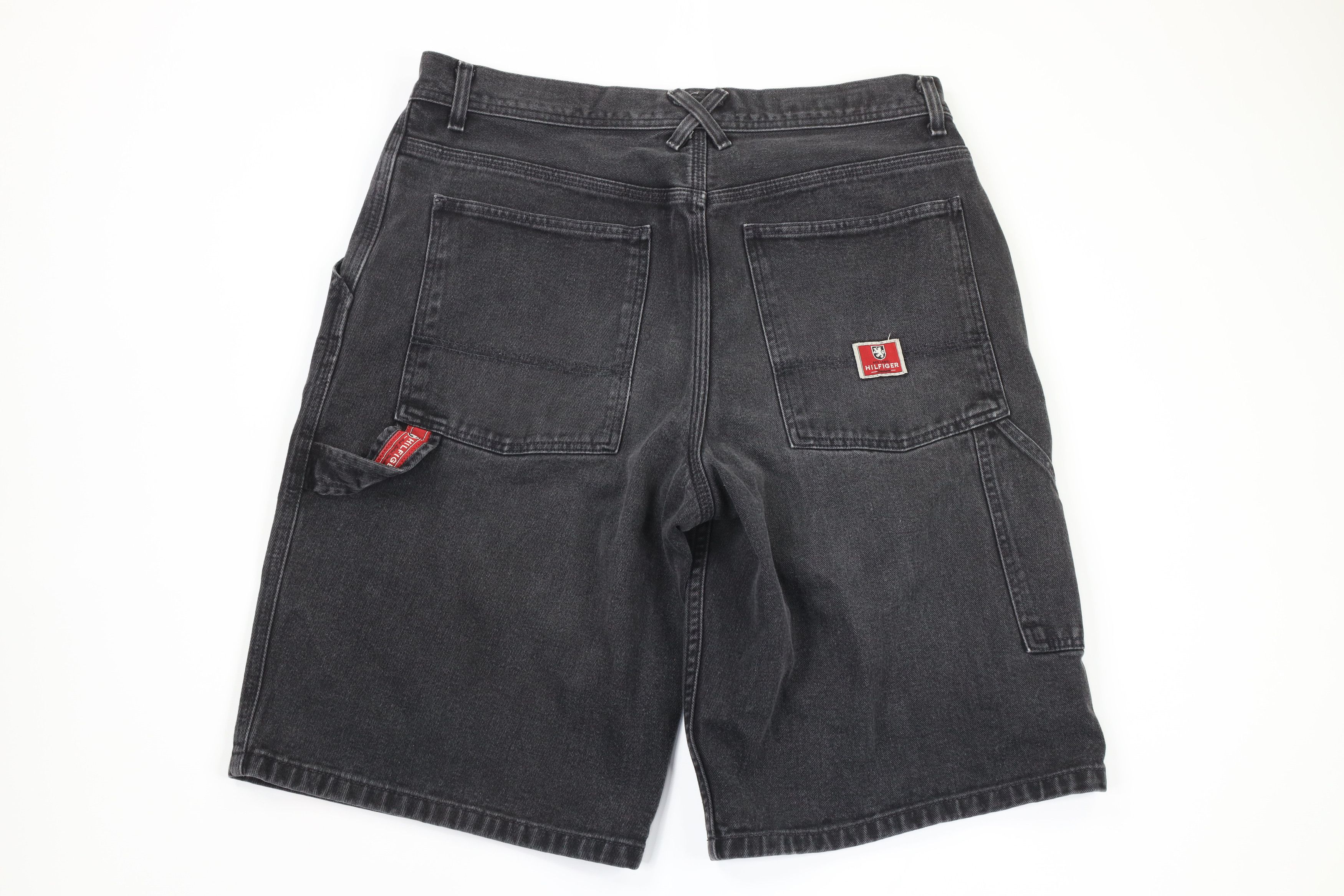 Tommy Hilfiger × Vintage Vintage Tommy Hilfiger Spell Out Baggy Denim Shorts Black Size US 36 / EU 52 - 8 Thumbnail