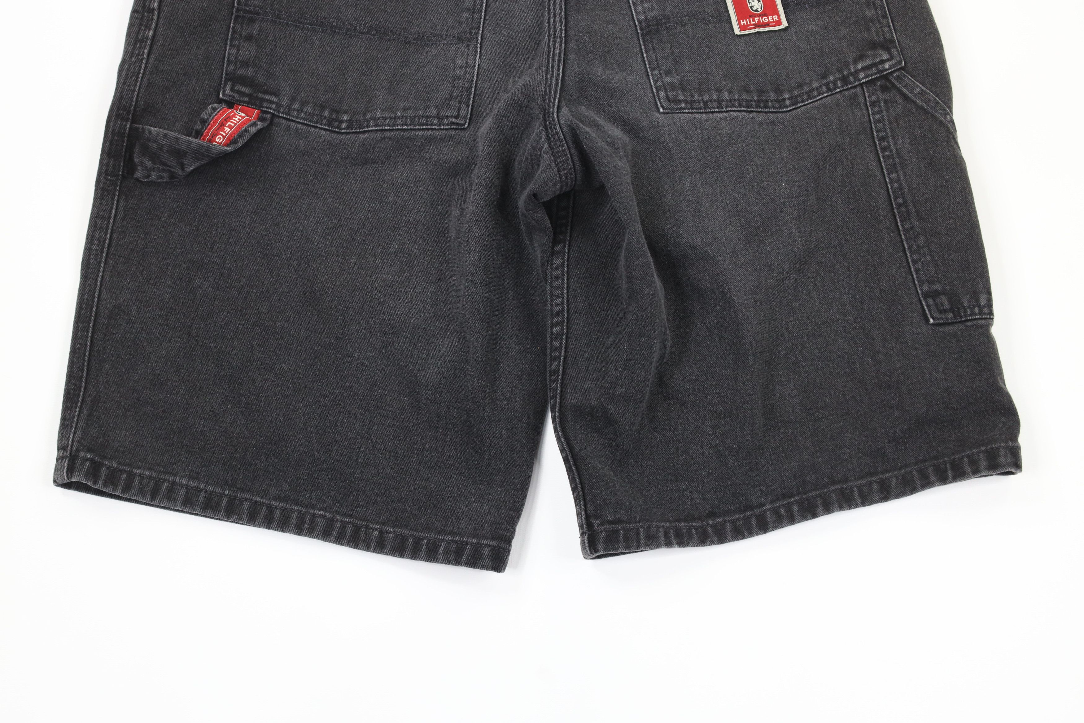 Tommy Hilfiger × Vintage Vintage Tommy Hilfiger Spell Out Baggy Denim Shorts Black Size US 36 / EU 52 - 10 Thumbnail