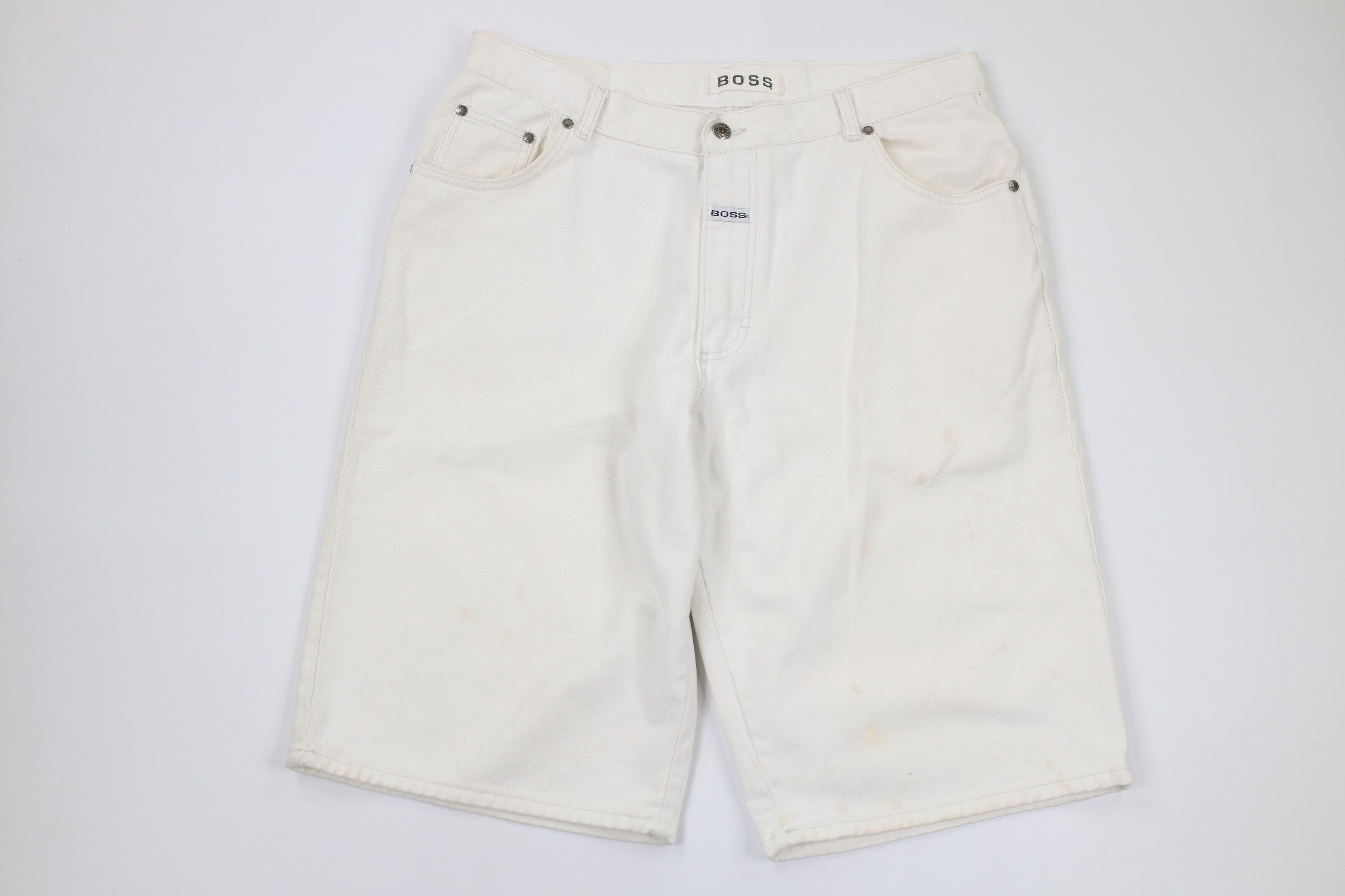 Vintage Vintage 90s Streetwear Baggy Hip Hop Denim Shorts White USA Size US 38 / EU 54 - 1 Preview
