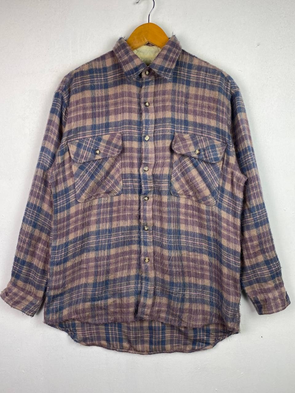 image of Virgin Voyage Wool Flannel Shirt Nice Design in Brown, Men's (Size Medium)