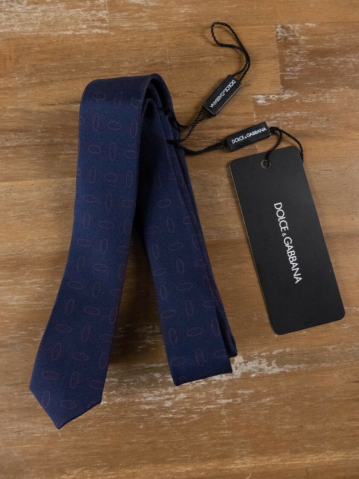 Dolce & Gabbana DOLCE & GABBANA blue ellipse motif skinny silk tie authentic Size ONE SIZE - 1 Thumbnail